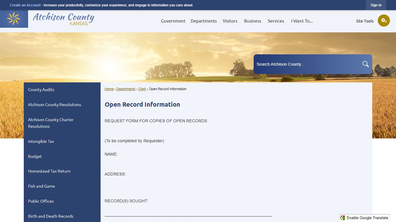 Open Record Information | the Atchison County Official Website!!